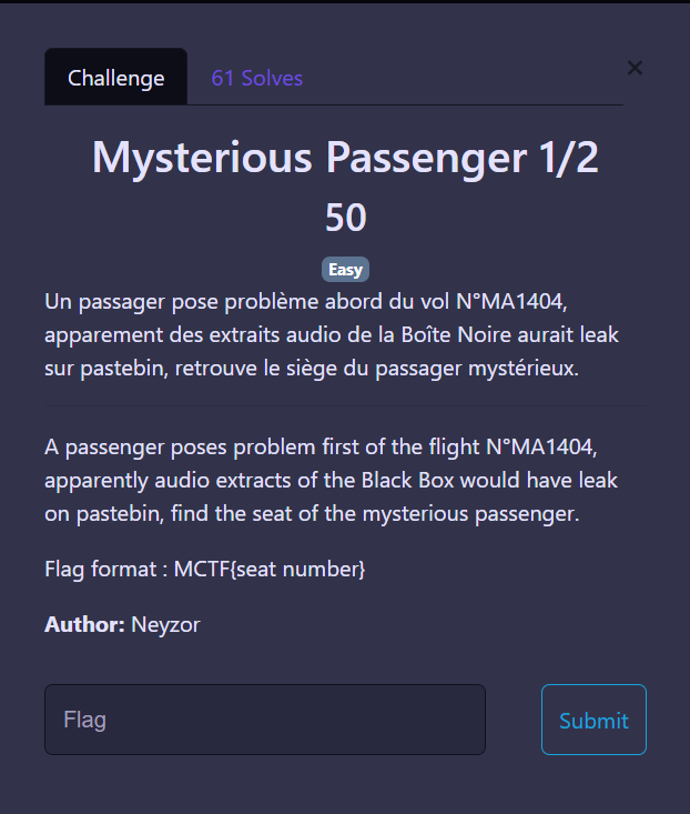 Description du challenge