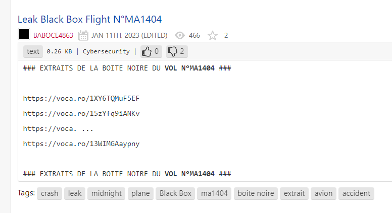 Pastebin avec les clips audio